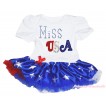 American's Birthday White Baby Bodysuit Patriotic American Star Pettiskirt & Sparkle Rhinestone Miss USA JS4460